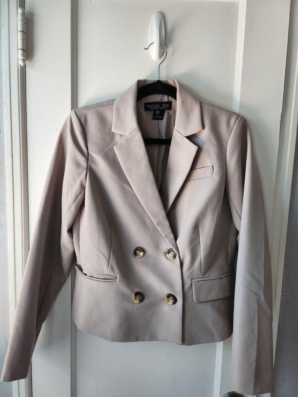 Rachel Zoe Blush Pink Double-Breasted Tailored Blazer
